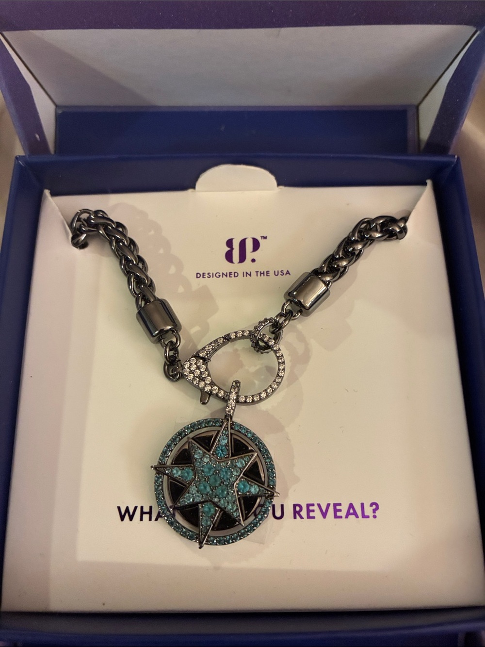 Crystal Accented Turquoise Star Pendant Necklace